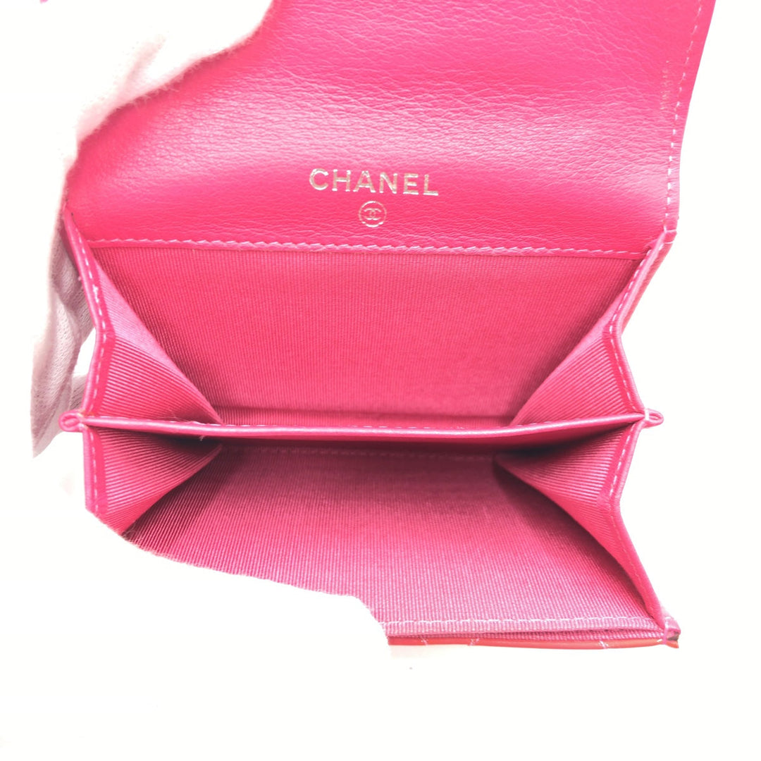 CHANEL Coin case enamel pink Coin case Card Case Coin Pocket Matrasse COCO Mark Women Used Authentic