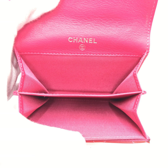 CHANEL Coin case enamel pink Coin case Card Case Coin Pocket Matrasse COCO Mark Women Used Authentic