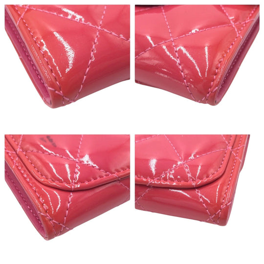 CHANEL Coin case enamel pink Coin case Card Case Coin Pocket Matrasse COCO Mark Women Used Authentic