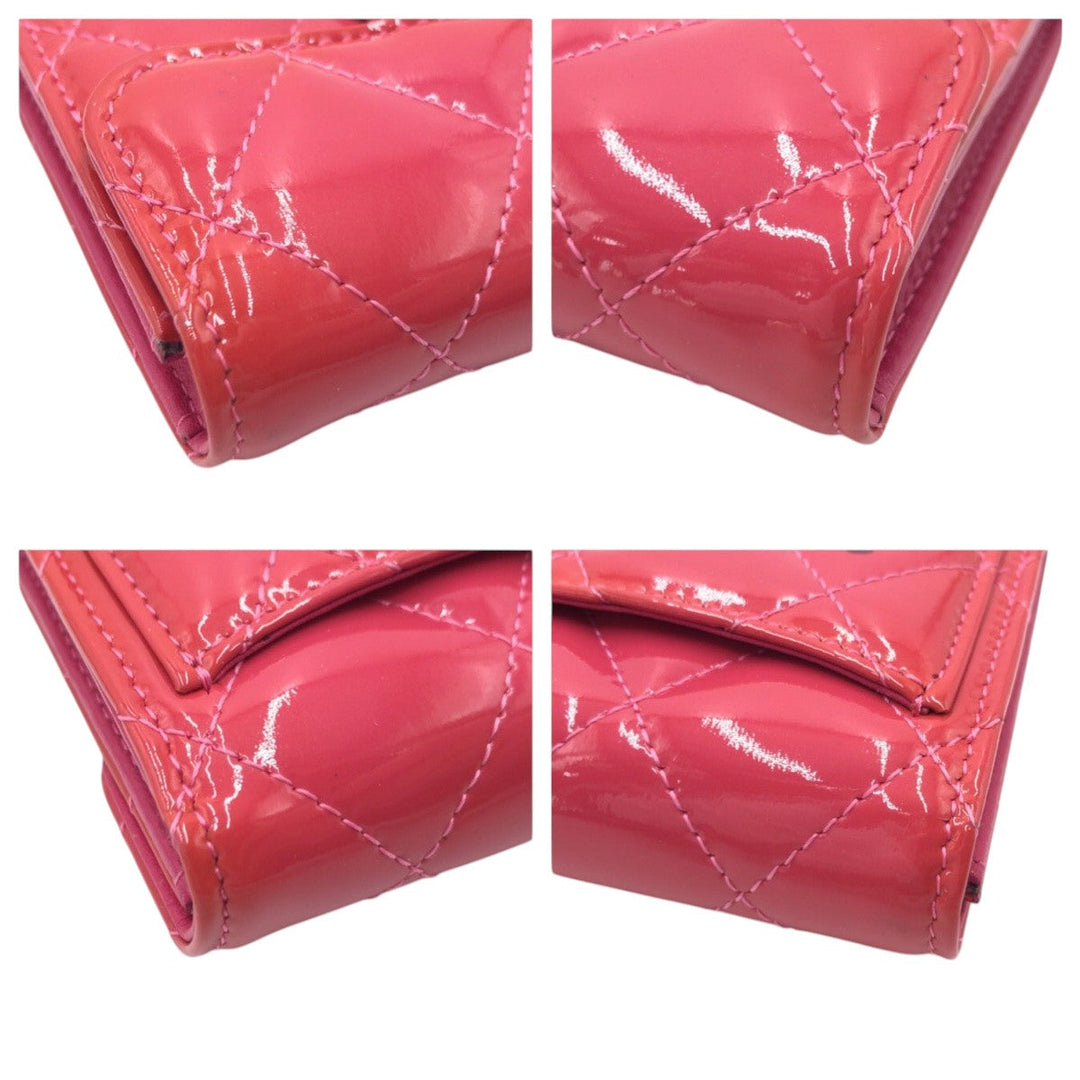 CHANEL Coin case enamel pink Coin case Card Case Coin Pocket Matrasse COCO Mark Women Used Authentic
