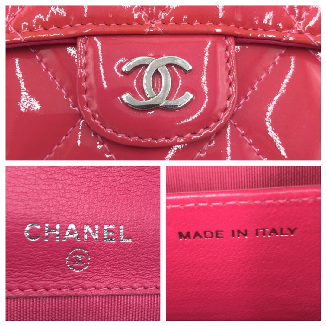 CHANEL Coin case enamel pink Coin case Card Case Coin Pocket Matrasse COCO Mark Women Used Authentic