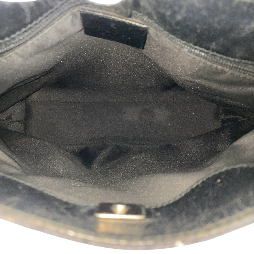 GUCCI Shoulder Bag 002 1075 GG canvas, leather Black SilverMetal Shoulder Bag Women Used Authentic