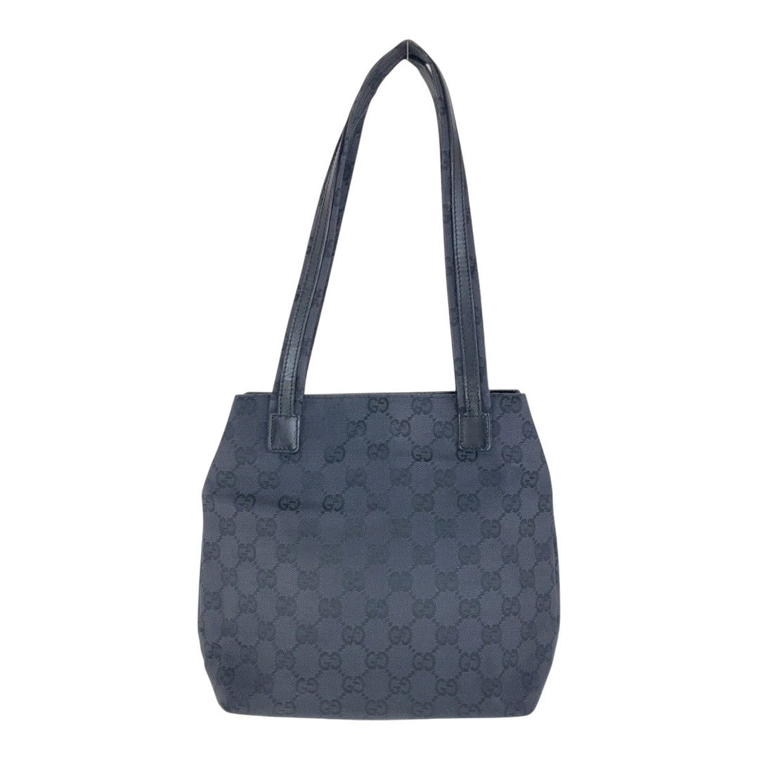 GUCCI Shoulder Bag 002 1075 GG canvas, leather Black SilverMetal Shoulder Bag Women Used Authentic