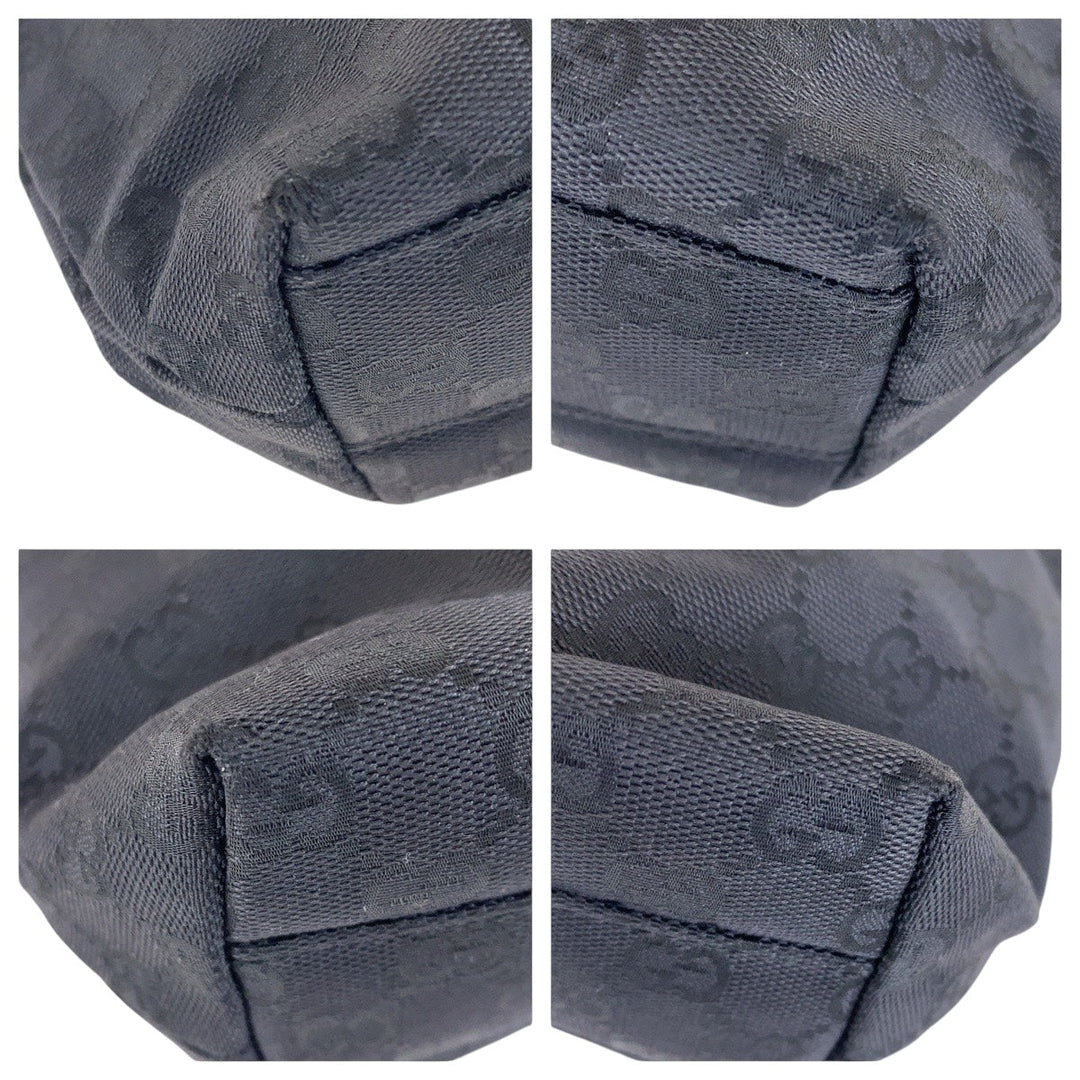 GUCCI Shoulder Bag 002 1075 GG canvas, leather Black SilverMetal Shoulder Bag Women Used Authentic