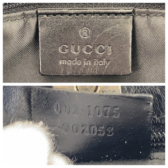 GUCCI Shoulder Bag 002 1075 GG canvas, leather Black SilverMetal Shoulder Bag Women Used Authentic