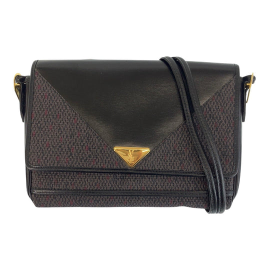 Yves Saint Laurent Shoulder Bag Canvas, Leather Black Grey Shoulder Bag pochette YSL Women Used Authentic