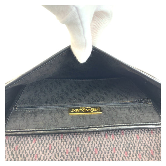 Yves Saint Laurent Shoulder Bag Canvas, Leather Black Grey Shoulder Bag pochette YSL Women Used Authentic
