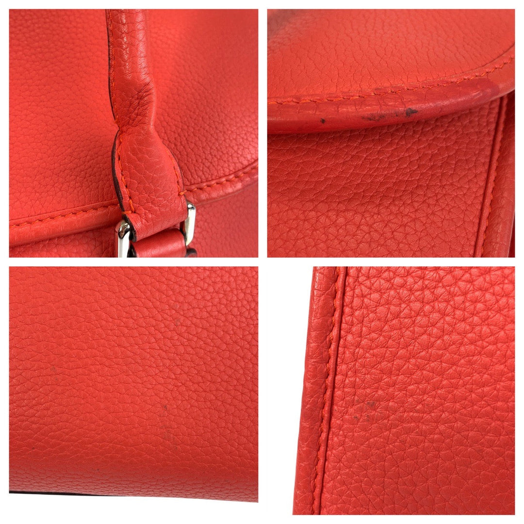 LOEWE Handbag leather Red Handbag Shoulder Bag anagram Alamo Women Used Authentic
