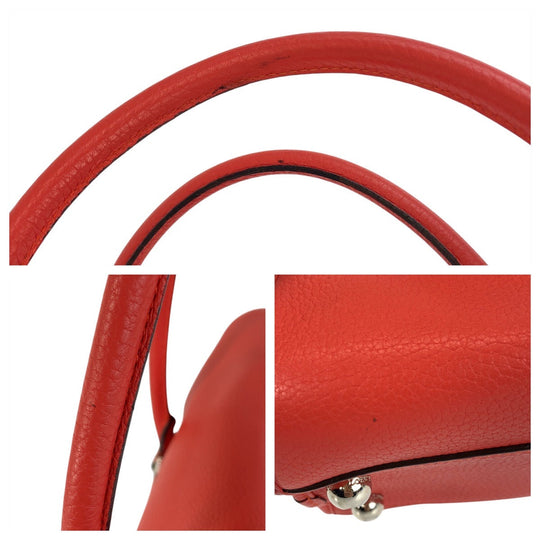 LOEWE Handbag leather Red Handbag Shoulder Bag anagram Alamo Women Used Authentic