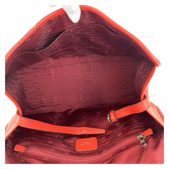 LOEWE Handbag leather Red Handbag Shoulder Bag anagram Alamo Women Used Authentic