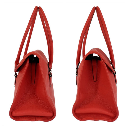 LOEWE Handbag leather Red Handbag Shoulder Bag anagram Alamo Women Used Authentic