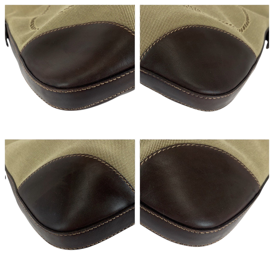 PRADA Shoulder Bag BT0534 canvas Beige brown Shoulder Bag pochette Logo jacquard Women Used Authentic