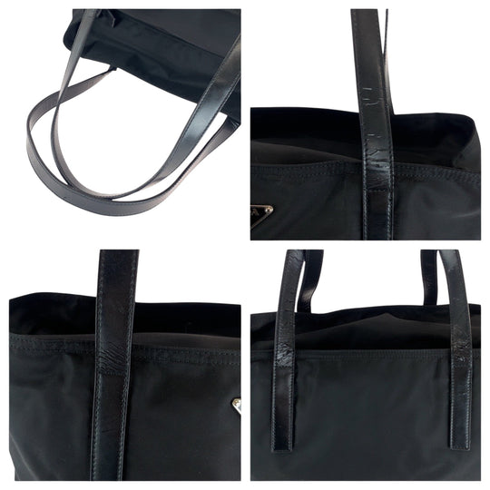 PRADA Tote Bag Nylon black Tote Bag Shoulder Bag Test Triangle With logo Women Used Authentic