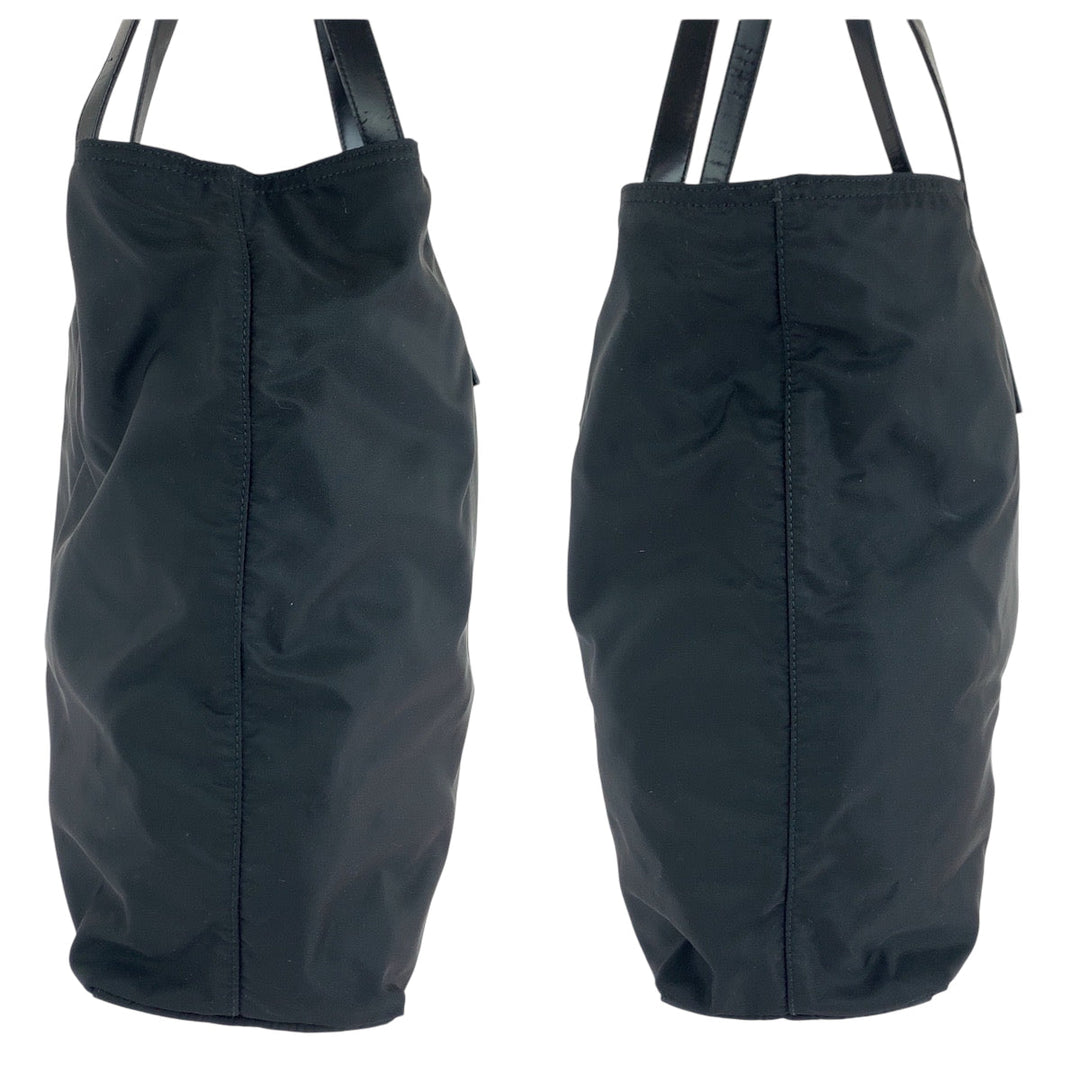 PRADA Tote Bag Nylon black Tote Bag Shoulder Bag Test Triangle With logo Women Used Authentic