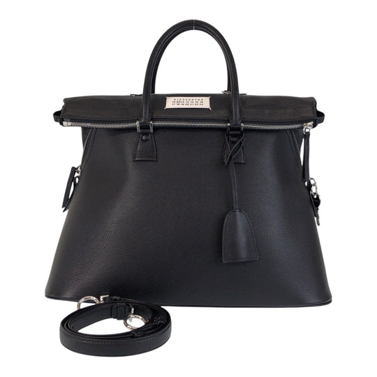 Maison Margiela Handbag leather BlackSilverMetal Handbag Shoulder Bag 2way 5AC mens Used Authentic