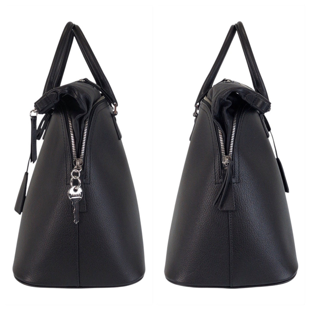 Maison Margiela Handbag leather BlackSilverMetal Handbag Shoulder Bag 2way 5AC mens Used Authentic