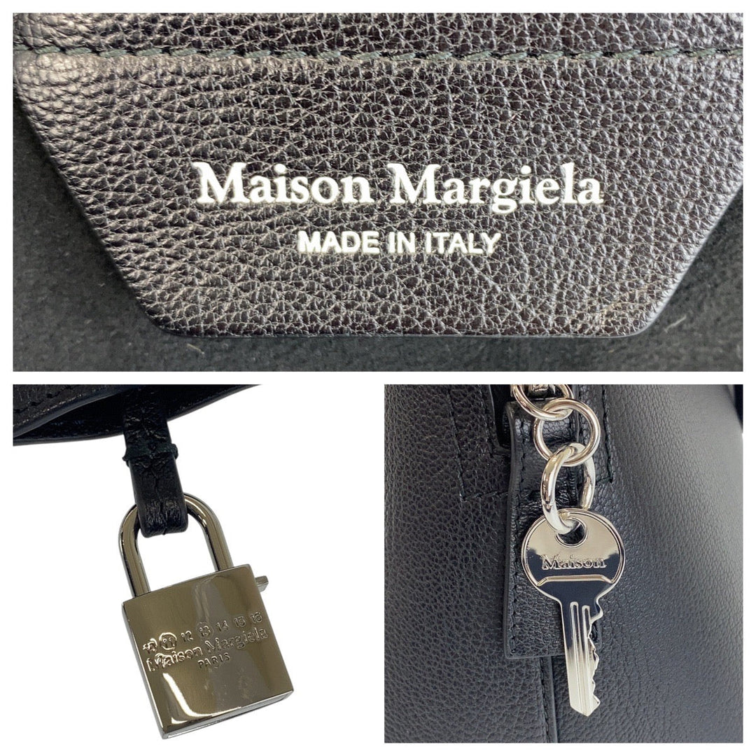 Maison Margiela Handbag leather BlackSilverMetal Handbag Shoulder Bag 2way 5AC mens Used Authentic