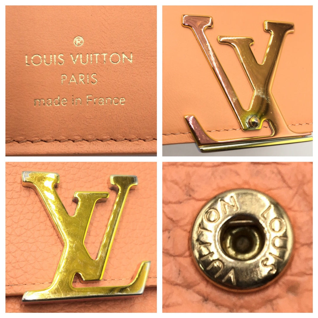 LOUIS VUITTON Tri-fold wallet M82149 leather beige Tri-fold wallet Compact wallet Portefeuille Capsine Women Used Authentic