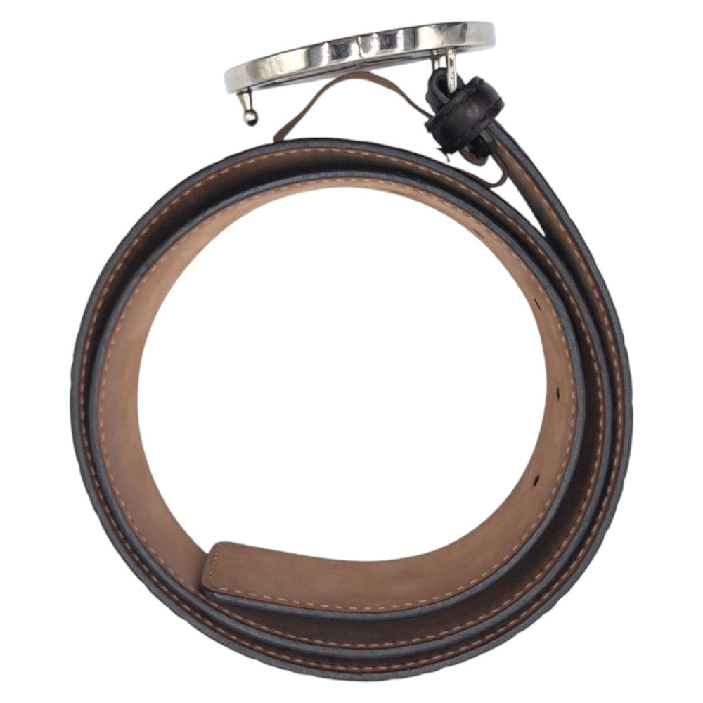 GUCCI belt 114984 AA61N leather Brown silver GG pattern