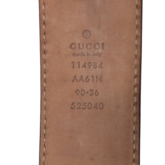 GUCCI belt 114984 AA61N leather Brown silver GG pattern