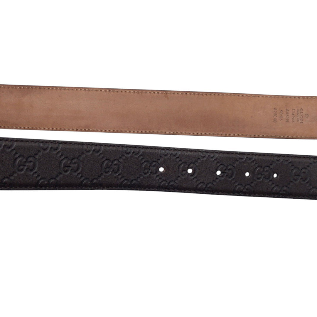 GUCCI belt 114984 AA61N leather Brown silver GG pattern