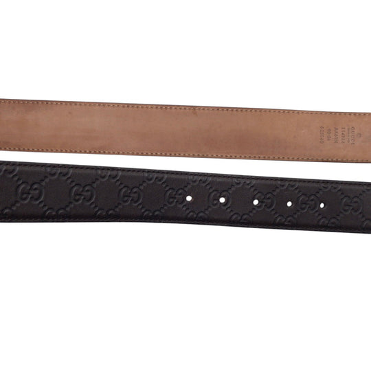 GUCCI belt 114984 AA61N leather Brown silver GG pattern