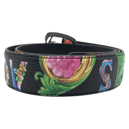 VERSACE belt DCU6715 DVSIG leather Black Multicolor Silver Medusa