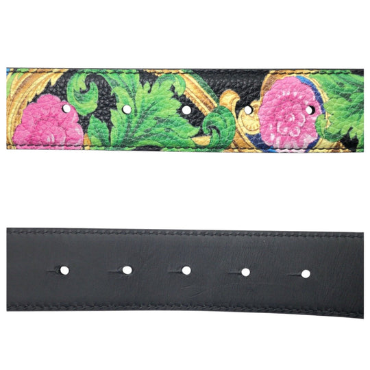 VERSACE belt DCU6715 DVSIG leather Black Multicolor Silver Medusa