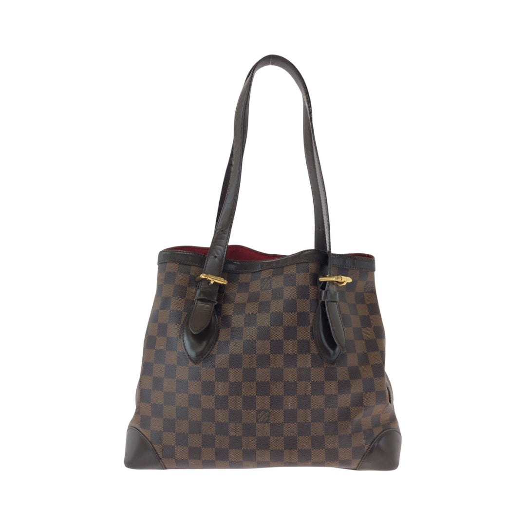 LOUIS VUITTON Tote Bag N51204 PVC Brown Gold Metal Tote Bag Shoulder Bag Damier Ebene HamsteadMM Women Used Authentic