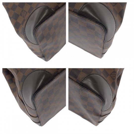 LOUIS VUITTON Tote Bag N51204 PVC Brown Gold Metal Tote Bag Shoulder Bag Damier Ebene HamsteadMM Women Used Authentic