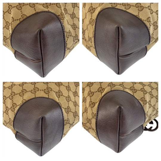 GUCCI Tote Bag 247237 GG canvas, leather Beige Brown Gold Metal Tote Bag Shoulder Bag Women Used Authentic