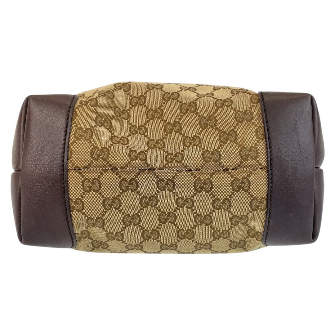 GUCCI Tote Bag 247237 GG canvas, leather Beige Brown Gold Metal Tote Bag Shoulder Bag Women Used Authentic