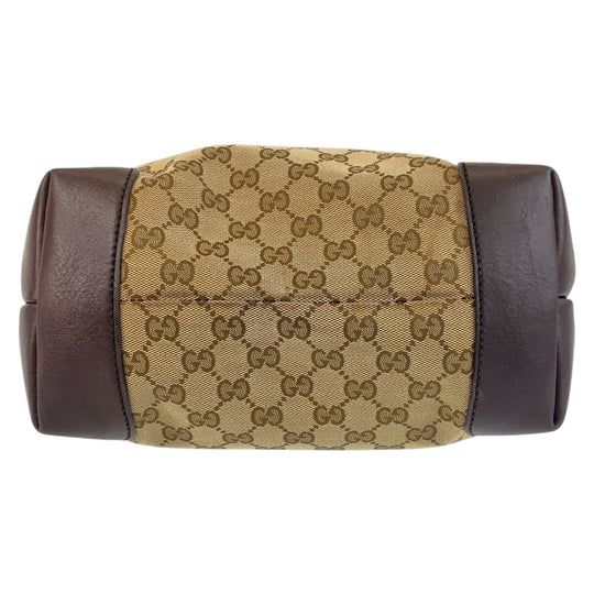 GUCCI Tote Bag 247237 GG canvas, leather Beige Brown Gold Metal Tote Bag Shoulder Bag Women Used Authentic
