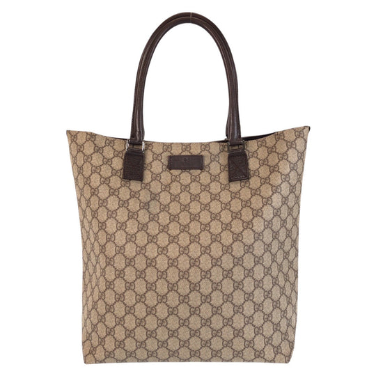 GUCCI Tote Bag 131220 GG Supreme canvas, leather Beige brown Tote Bag Shoulder Bag Women Used Authentic