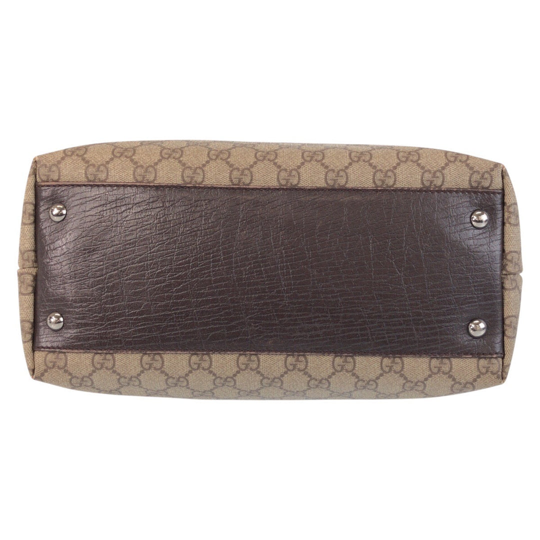 GUCCI Tote Bag 131220 GG Supreme canvas, leather Beige brown Tote Bag Shoulder Bag Women Used Authentic