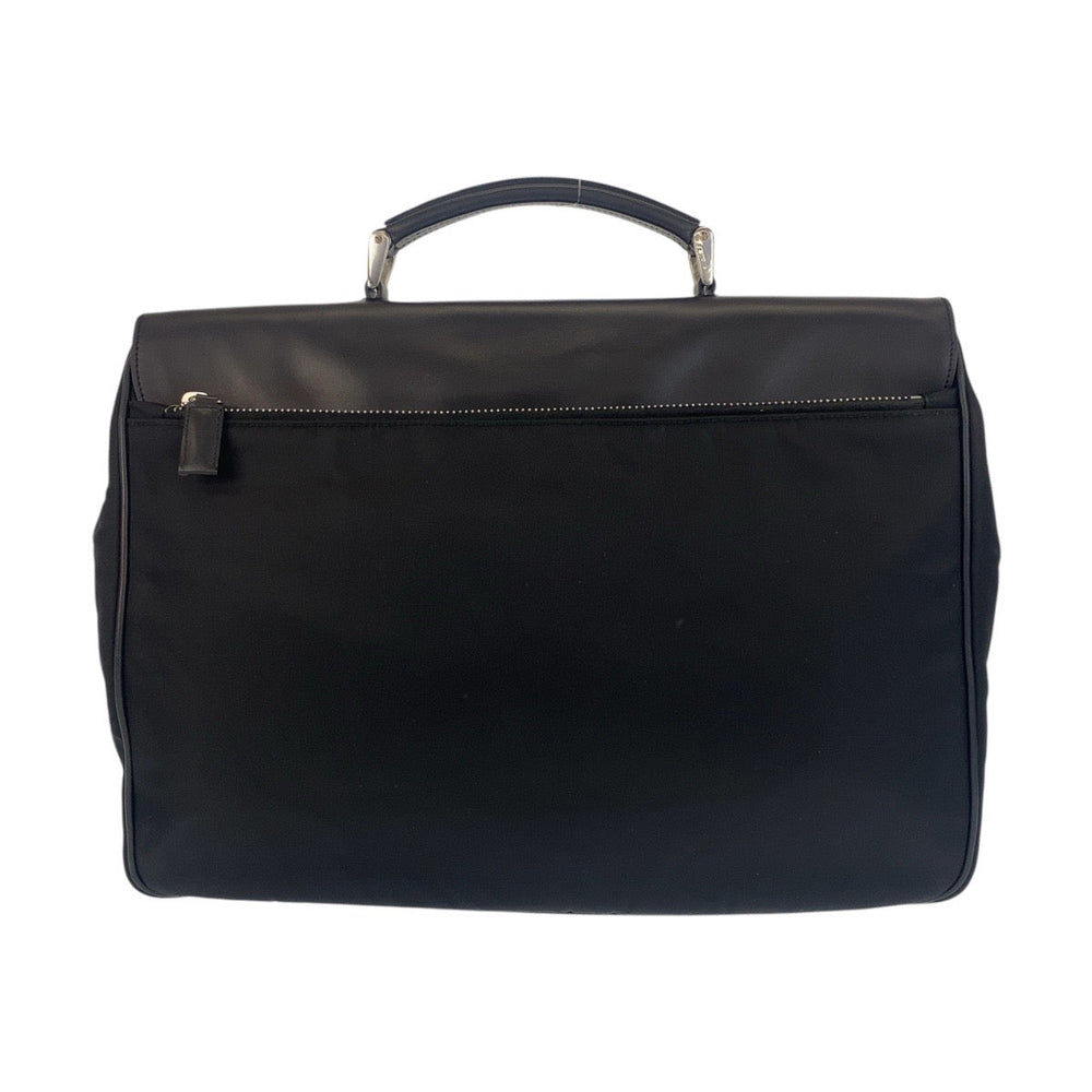 PRADA Business bag Nylon, Leather Black SilverMetal Business bag briefcase Test mens Used Authentic