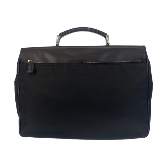 PRADA Business bag Nylon, Leather Black SilverMetal Business bag briefcase Test mens Used Authentic