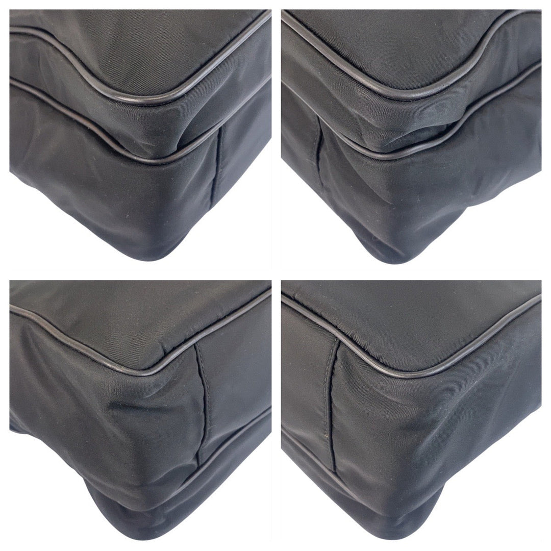 PRADA Business bag Nylon, Leather Black SilverMetal Business bag briefcase Test mens Used Authentic