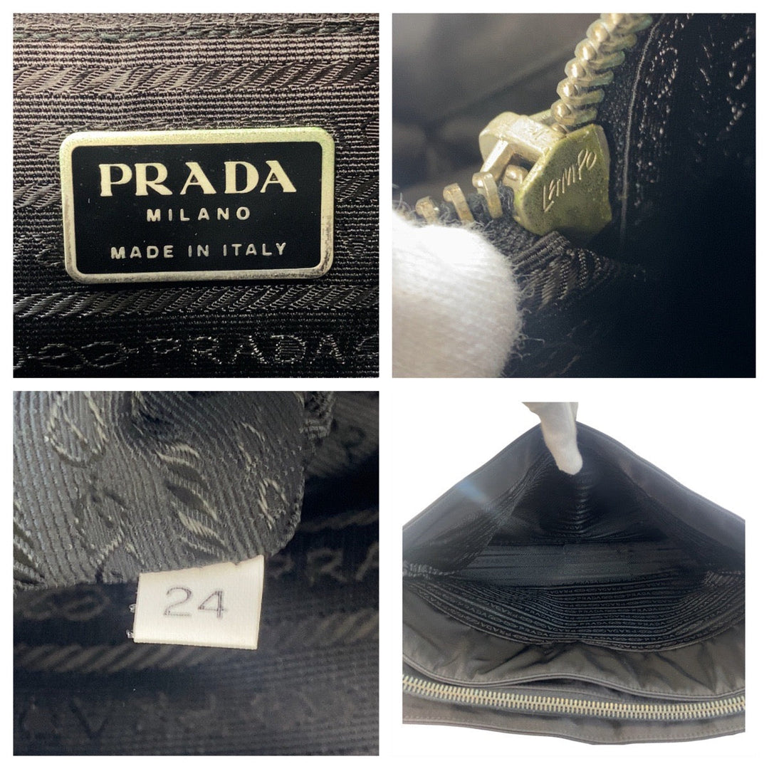 PRADA Business bag Nylon, Leather Black SilverMetal Business bag briefcase Test mens Used Authentic