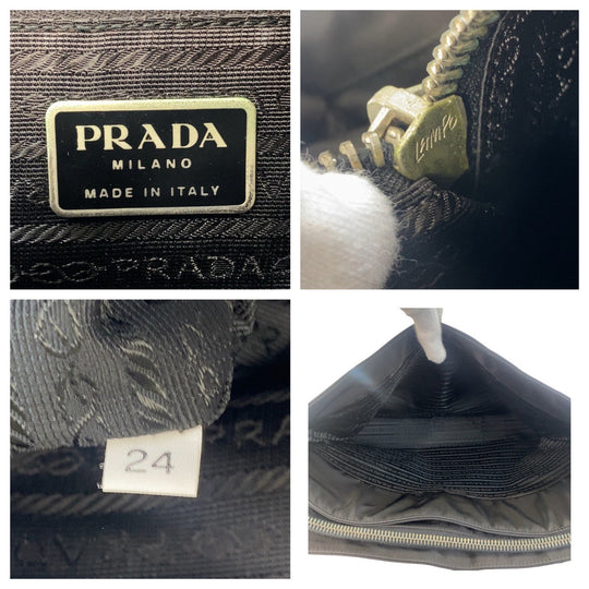 PRADA Business bag Nylon, Leather Black SilverMetal Business bag briefcase Test mens Used Authentic