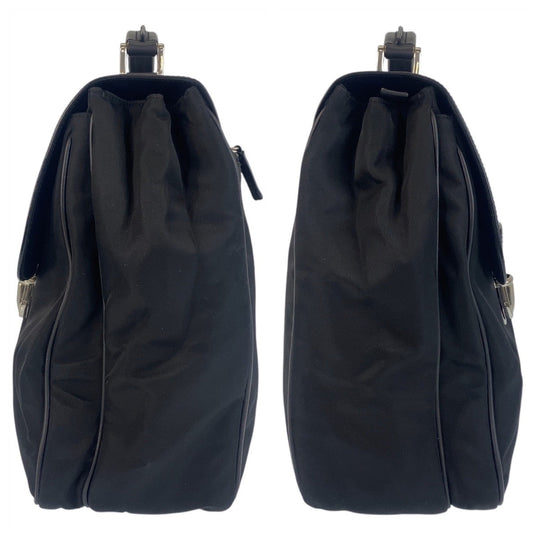 PRADA Business bag Nylon, Leather Black SilverMetal Business bag briefcase Test mens Used Authentic