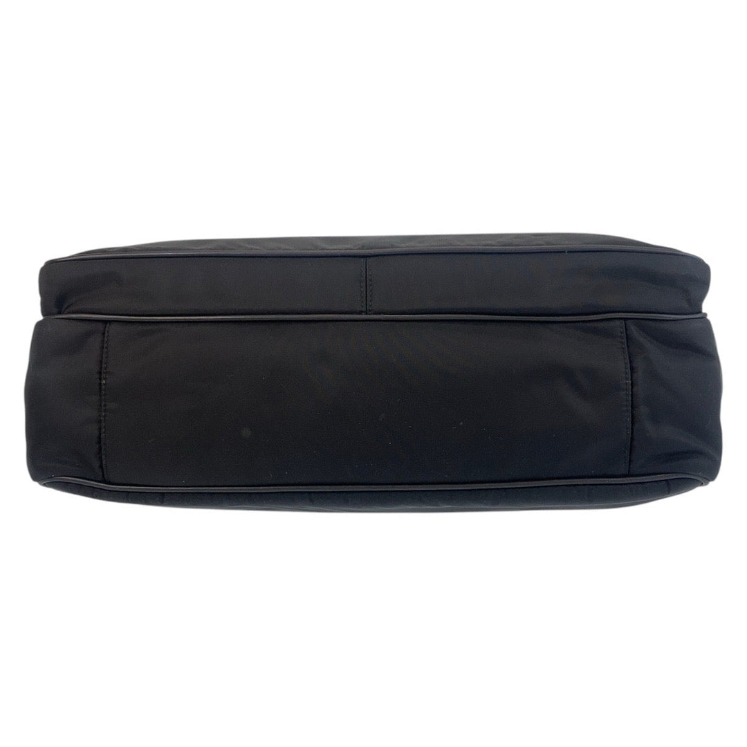 PRADA Business bag Nylon, Leather Black SilverMetal Business bag briefcase Test mens Used Authentic