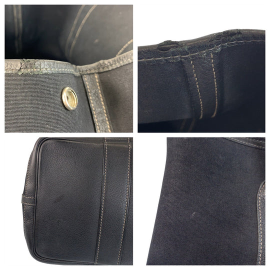 HERMES Tote Bag Canvas, Leather black Tote Bag Shoulder Bag Garden party PM Women Used Authentic