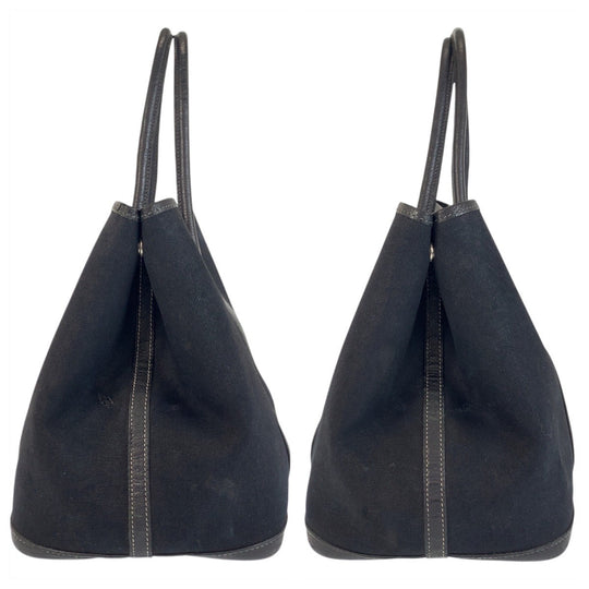 HERMES Tote Bag Canvas, Leather black Tote Bag Shoulder Bag Garden party PM Women Used Authentic