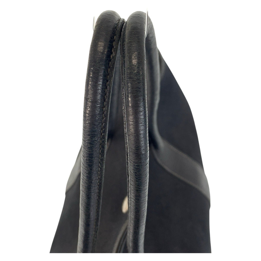HERMES Tote Bag Canvas, Leather black Tote Bag Shoulder Bag Garden party PM Women Used Authentic