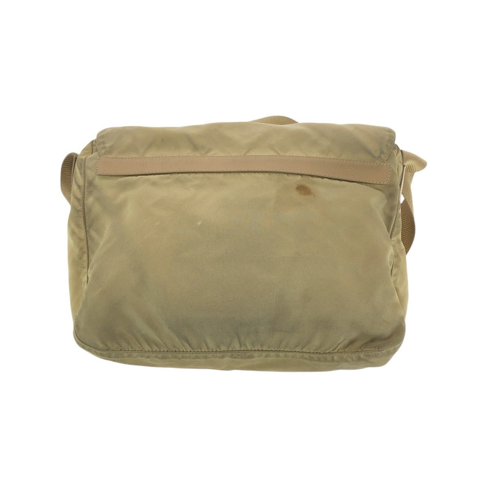 PRADA Shoulder Bag Nylon, Leather Beige Brown SilverMetal Shoulder Bag Messenger bag Test Triangle With logo Women Used Authentic