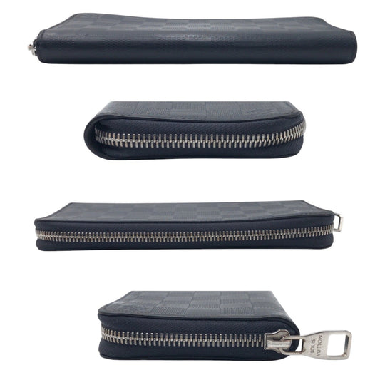 LOUIS VUITTON Long Wallet Purse N63549 PVC Navy Long Wallet Purse Damier Anfini Zippy Wallet Vertical mens Used Authentic