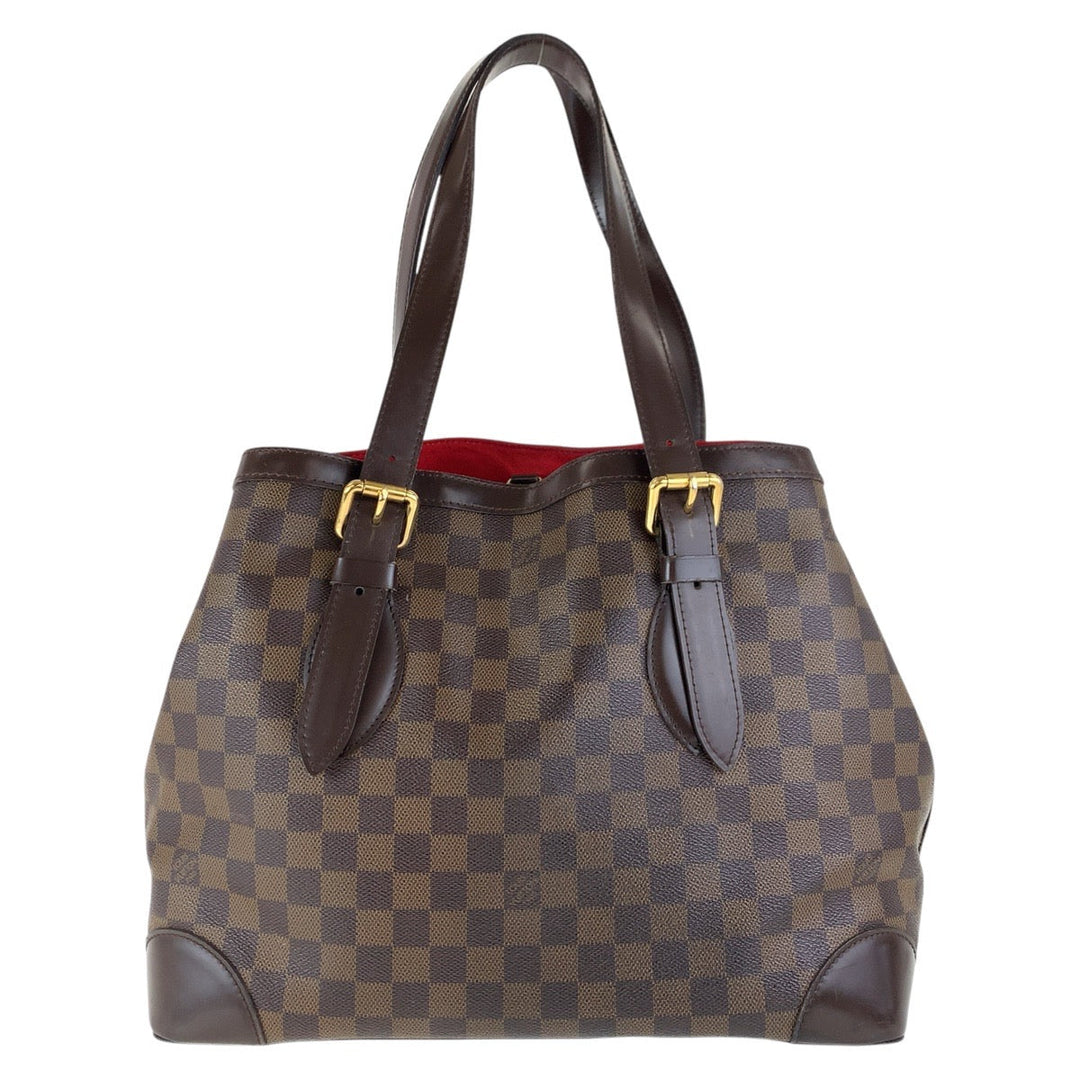LOUIS VUITTON Tote Bag N51204 PVC, Leather Brown Gold Metal Tote Bag Shoulder Bag Damier Hamstead MM Women Used Authentic
