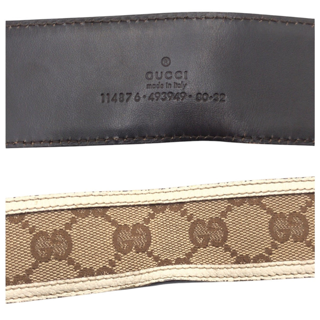 GUCCI belt 114876 493949 80 32 GG canvas Brown GG pattern