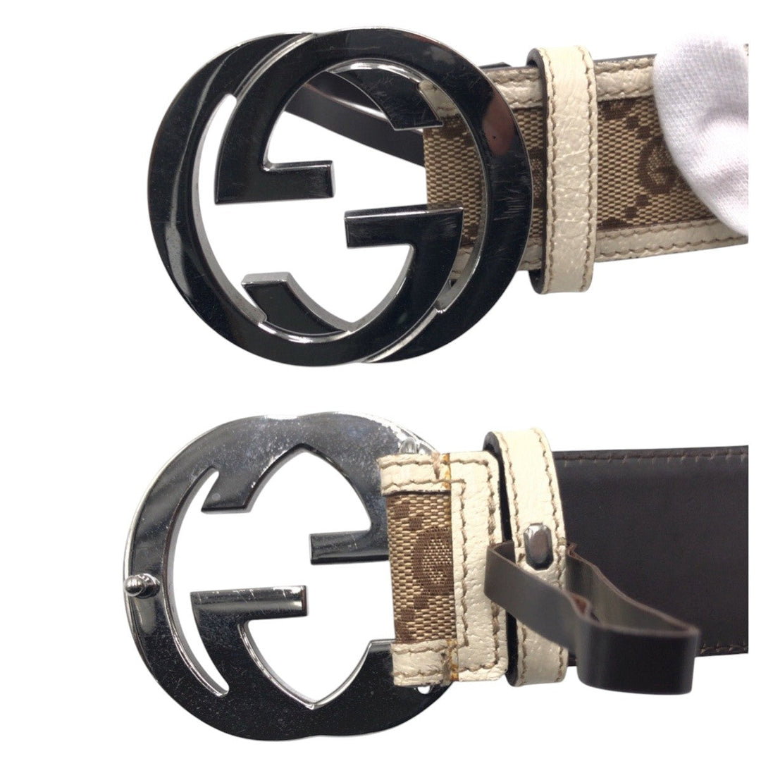 GUCCI belt 114876 493949 80 32 GG canvas Brown GG pattern